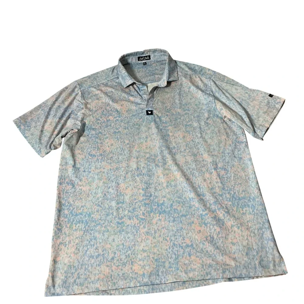 Bad Birdie Abstract Camo Performance Polo Mens XL Blue FW22F2-BBP001-252 Golf